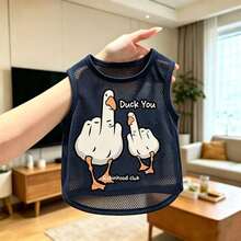 1pc Pet Dog Clothes, Navy Blue With White Mesh Bow Decor, Mesh Fabric, Sweet Style Vest, Suitable For Cats And Small Dogs, Spring/Summer - Multicolor - View 24