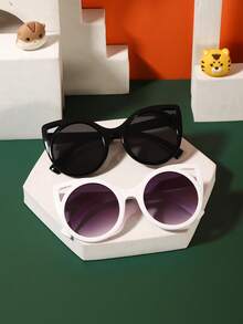 2pcs/Set Kids 6-9 Years Old Casual Cute Cat Ear Fashion Glasses, Solid Color Polycarbonate Frame, Tinted Lenses, Lightweight, Suitable For Outdoor Activities, With Glasses Case - Multicolor - View 7