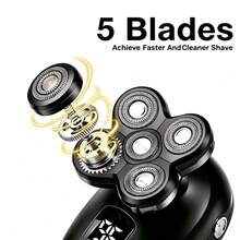 CGECGE Electric Shaver, Electric Bald Head Shaver, Rotary Shaver, IPX6 Waterproof, Wet And Dry Use, Easy To Clean, Contour To The Face, Floating Head, Screen Display, Type-C Charging, Underarm, Leg, Arm, Body Hair Removal Tool, Holiday Gift. - 黑色套裝 - 查看 5