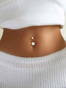 8pcs Minimalist Pearl Stainless Steel Belly Piercing Belly Rings Belly Studs Suitable For Daily Commute Summer Beach Party Wedding - Pearl - View 6