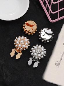 1/3pcs 18/26/29mm Women's Elegant Rhinestone Faux Pearl Button Covers, Crystal Button Covers, Removable Clip-On Button Covers, Crystal Glamorous Buttons For Clothing, With Pliers Press Button, Lead Color - Multicolor - View 9
