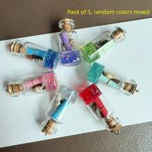 5pcs/pack Fashionable Night Light Realistic Drift Glass Bottle Diy Keychain, Pendant, Handmade Necklace, Wish Bottle Decoration Accessory - Blue - View 10