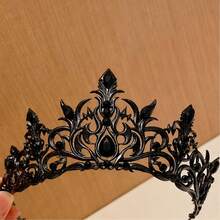 Subculture Dark Gothic Gun Black Crown, European And American Gothic Style Dark Wedding Bride Heavy Work Hair Crown, Halloween Cosplay Vampire Dark Queen Crown Headpiece - Multicolor - View 5