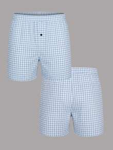 1piece Men's Underwear, Checkered Print,Loose And Soft Sleeping Pants, Multi-Color Set, Can Be Worn As Shorts, Men Gift, Swimming Pants, Vacation - Multicolor - View 2