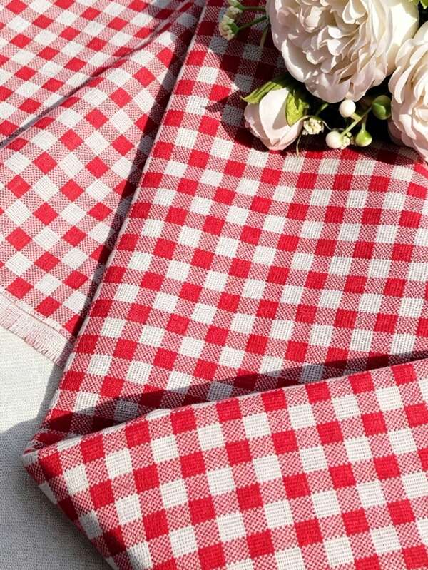 1 pieza Tela con estampado de cuadros rojos, tela de estampado de cuadros para costura, manualidades DIY, ropa, acolchado, mantel, decoración del hogar