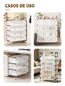 Double Shoe Rack Organizer With Waterproof Fabric Cover, 8-Tier Steel Frame Shelf, 8-Tier Canvas Shoe Rack, Shoe Cabinet, Freestanding Shoe Organizer For Living Room And Hallway, Can Store 36 Pairs Of Shoes With Dustproof Cover. - 銀色 - 查看 10