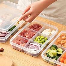 Two New Thickened Refrigerator Storage Boxes With Six Compartments, PP Material, Kitchen Organizing Style, Refrigerator Organizer, For Organizing Ingredients, Green Onions, Meat, And Various Seasonings - Multicolor - View 8