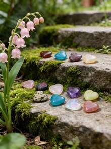 20/10/1pc Random Polished Heart-Shaped Palm Stone, Natural Pocket Stone, Charming Heart-Shaped Crystal, Multicolor Mini Heart-Shaped Crystal, Perfect Gift, DIY Jewelry Decoration, Valentine's Day Gift, Graduation Gift - Multicolor - View 6