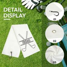 Custom  Name Golf Towel, Highly Absorbent Quick Dry Sports Sweat Wiping Towel, Suitable For Golf Court Tennis Court Badminton Court Multi Scenarios, Universal For Men Women Elderly, Perfect Practical Gift For Golf Lovers On Birthday Holiday - White - View 12