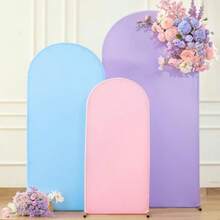 Juego de 3 fundas de telón de fondo de arco morado de 4 pies 5 pies 6 pies fundas de elastano para arco de boda para baby shower fiesta de cumpleaños ceremonia de boda decoración - Rosa prpura azul - Ver 6