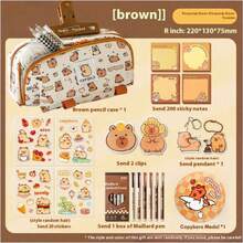 6pcs Student Multi-Functional Stationery Storage Pencil Case, Capybara Pattern - Perfect Back To School Supplies, Visually Appealing, Pencil Case - Upgraded Double-pull Pencil Case - View 15