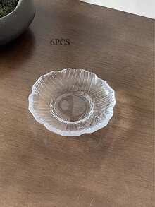 6pcs/1pc Chinese Style Lotus Leaf Dim Sum Plate, Dessert Shop Afternoon Tea Dessert Plate, Exquisite Mini Fruit Tray, Dessert Cake Small Dish, Home Use Small Round Plate, Glass Material, Lotus Leaf Shape, Symbolizing Peace And Health - Multicolor - View 17
