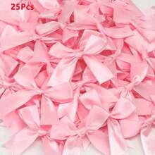 25/50pcs Satin Ribbon Bows, Pink & White Small Flower Gift Bows For Wedding Decor, DIY Birthday Party, Baking Decoration, Valentine's Day - Bow - View 11