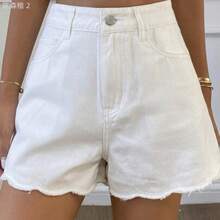 xuehuamaoyi02  Shorts vaqueros sueltos y casuales para mujer, estilo de vacaciones de verano - Blanco - Ver 1