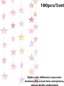 36pcs/180pcs Banderines Colgantes de Estrellas Brillantes Decoración de Graduación 2026 Guirnalda de Estrellas de 130ft Fondo con Brillo Suministros para Fiesta Cumpleaños Aula Boda (Rosa Iridiscente) - Varios estilos - Ver 17