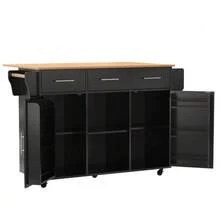 Dining Room Sideboard/Buffet 139 X 46 (71) X 91.5 Cm, Black Frame, Solid Wood Top With Wood Effect Finish, Drop-Leaf Top, Storage Door, Casters, Replaceable Solid Wood Legs, Ideal For The Dining Room And Kitchen. - Black - View 11