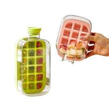 2-In-1 Ice Cube Bottle With Straw - Easy Press Ice Tray Water Bottle, Leak Proof Lid, Vertical Ice Maker For Freezer, Travel, Gym & Home Use - Pink - View 8