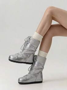 Moon Boot Women's Anti-Slip Rugged Cushioned Travel Casual Winter Silver 14016800-002 - Silver - View 1