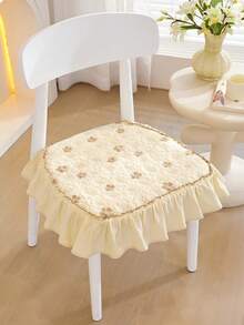 1 pieza Cojín acolchado para silla con falda, estilo, adecuado para todas las estaciones, suave y transpirable, antideslizante, lavable a máquina, uso diario, 17.7in/45cm*17.7in/45cm - en forma de D - Ver 15
