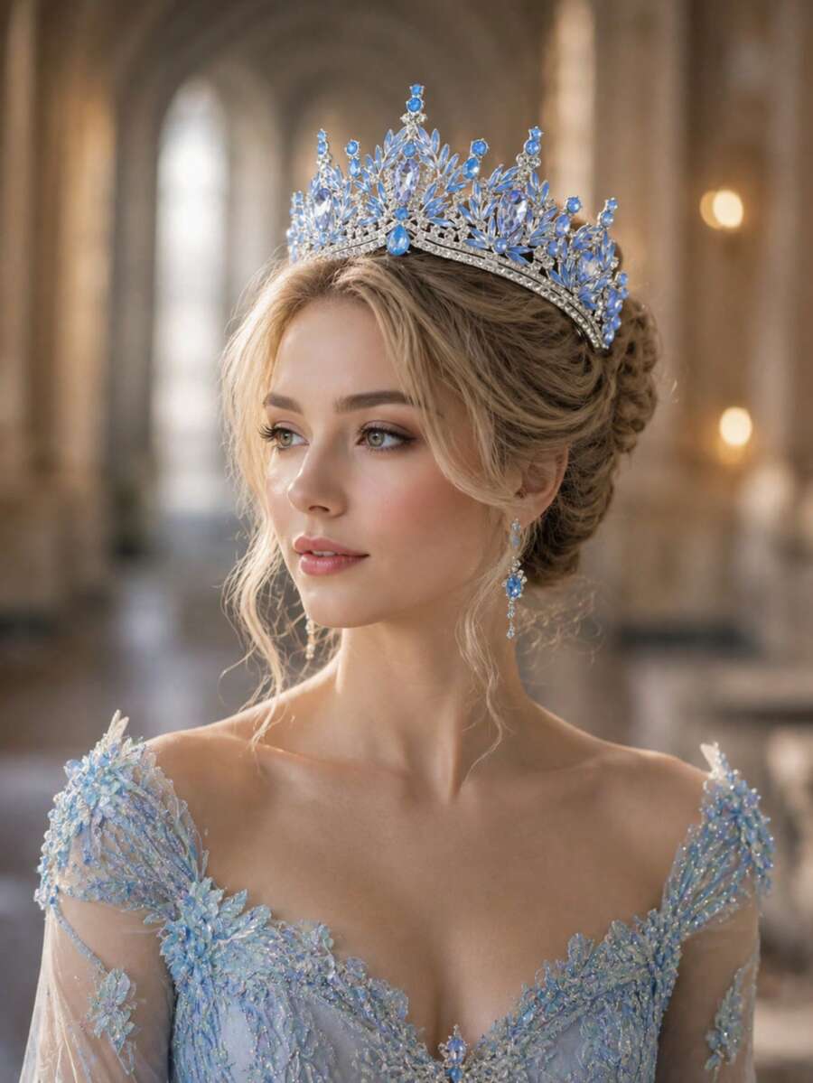 1 pieza Corona nupcial con cristales, accesorio de reina y princesa, adecuado para baile, fiesta, concurso de belleza, cumpleaños - Multicolor - Ver 1