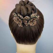 Clips de Garra com Flor de Strass, Clips de Cabelo Grandes para a Parte de Trás da Cabeça, Ferramenta para Coque, Acessório de Cabelo Versátil para Rabo de Cavalo, Clips de Garra - Champagne - Ver 4