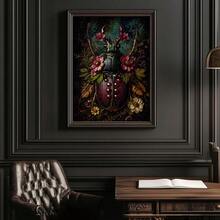 1pc Framed/Unframed Gothic Style Botanical Floral Beetle Pomegranate Canvas Poster, Dark Academia Floral Insect Wall Art Print, Minimalist Entryway/Entrance Aesthetic Decor Scroll Painting, Suitable For Dorm, Living Room, Bedroom Modern Home Decor - A - View 6