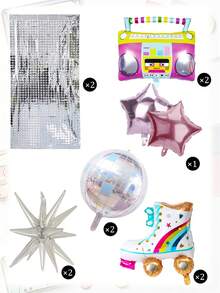 8 piezas de globos con forma de patines, globos de papel de aluminio de 22 pulgadas con estilo retro de los años 80/90, adecuados para decoraciones de fiestas, bodas, aniversarios y eventos con tema de hip hop - Como se muestra en la imagen - Ver 6