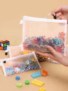 5pcs/1pc Mesh Storage Bags (L/M/S) Sorting & Organizing Mesh Bag Large Capacity Handmade Small Items Set Transparent Mesh File Folder Bag Mesh Zipper File Folder Bag A4 A5 A6 Pencil Bag Receipt Office File Makeup Bag Storage Bag,Boho Vibes,Back To School - Multicolor - View 8