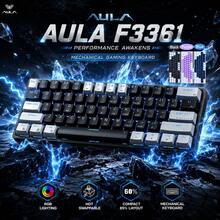 AULA F3361 有线机械键盘,61键,小巧便携,支持热插拔轴体,RGB背光,全键无冲,PBT键帽,多种颜色可选,支持宏编程,适用于办公和游戏 - 查看 3
