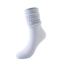 4/3/2/1 Pairs White Slouch Socks Women's Mid-Calf Socks, High Elasticity, Non-Slip, Soft Skin-Friendly, Slouchy Design, Breathable And Comfortable, Vertical Ribbed Texture, Suitable For Daily Wear - White - View 2