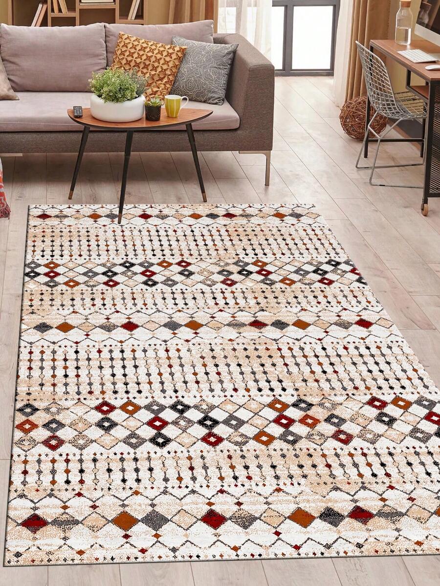 Digitally Printed Non-Slip Washable Runner And Area Rug Living Room Carpet, Modern Design | Modern, Scandinavian, Bohemian And Classic Styles | 100% Polyester - Multicolor - View 1