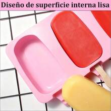 Moldes para Helados de Silicona Paquete de 4, 16 Cavidades Totales+ Palillos de Helado, Grado Alimenticio Sin BPA, Reutilizables para Paletas, Postres y Mousse4PCS - Blanco - Rosa - 4PCS-Blanco-Rosa - Ver 6