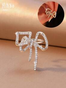Hihho 1pc Elegant High-End Bow Knot Non-Pierced Ear Clips For Women, Fashionable Elegant Romantic Personalized Ear Jewelry, Suitable For Daily Wear, Holidays, Parties, Commuting, Can Be Paired With Earrings - Ear Bone Clip - View 5