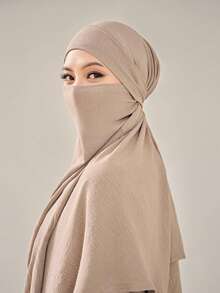 1pc Ready To Wear Modest Women's Breathable Instant Hijab With Tie For Abaya - Multicolor - View 3