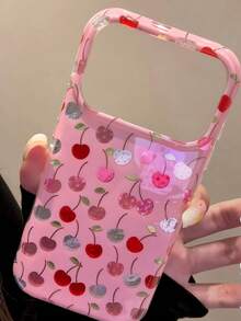 3D Cherry Pearl Bow Phone Case Compatible With IPhone 14/13 Pro Max, 15, 12, 11 Transparent - Pink - View 4
