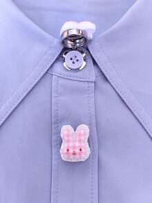 1PC/2PCS 3D Cute Cartoon Pattern Button Covers, Shirts Button Cover Clip On Button Covers Fashion Crystal Cufflinks Cover - Pink - View 2