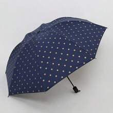 1pc Polka Dot Automatic Folding Umbrella, Vintage Black Coating Sun Protection UV Protection Portable Dual-Use Fashion Parasol Umbrella, Minimalist Striped Folding Umbrella, Korean Fresh Style Black Coating Sun Umbrella, Women's Fresh Style Folding Parasol, 8-Rib Manual Compact Polka Dot Umbrella, Practical Minimalist Design, UV Protection, Suitable For Outdoor Travel, Foldable, Spring/Summer Selection, Bridesmaid Gift, Room, Beach, Travel - One Size Fits All - View 1