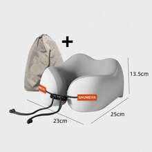 1pc Memory Foam Travel Neck Pillow - Ergonomic U-Shaped Airplane Pillow With Washable Cover & Storage Bag - GRAY - View 12