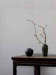 1個陶瓷花瓶 侘寂風 黑白小花瓶 創意乾燥花插花 茶道花器 - 詔寂風花瓶 - 查看 5