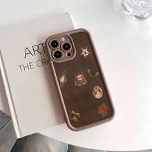 Tema nocturno espacial de Brown Domofunda de teléfono Fundas compatibles con ,Apple,VIVO,OPPO,,, y Honor.Fabricadas en silicona TPU,ofrecen protección contra golpes y caídas.correa para celular - Marrón - Ver 4