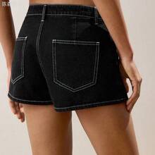 jianchaimaoyi02 Maija Falda pantalón de mezclilla azul claro para mujer con diseño 2 en 1, versátil y casual estilo Y2K para volver al colegio, uso diario y otoño - Negro01 - Ver 3