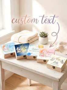 1 buah Kotak Kenangan Bayi Kustom, Kotak Kenang-kenangan Kayu Personalisasi untuk Momen Penting, Hadiah untuk Bayi Baru Lahir, Hadiah untuk Acara Baby Shower/Pembaptisan, Kotak Kenang-kenangan Gigi & Rambut, Dekorasi Kamar Bayi - MultiWarna - View 2