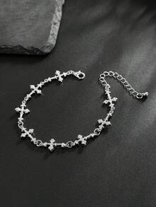 1 buah Gelang Salib Punk Modis, Gelang Rantai Patchwork Geometris, Aksesori Logam Hip-Hop Pria yang Dipersonalisasi, Cocok untuk Pemakaian Sehari-hari dan Pesta, Hadiah Liburan - Gelang salib - View 4