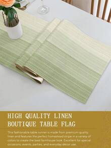 1pc Minimalist Striped Gradient Style Table Runner, Modern Living Room Dining Table Cloth Mat, Dry Cleanable, Washable, Suitable For Kitchen Dining Table Party Wedding Decoration Vintage Style, Suitable For Entryway, Family Gathering, Coffee Table, Living Room, Microwave Dust Cover - Light Green - View 7