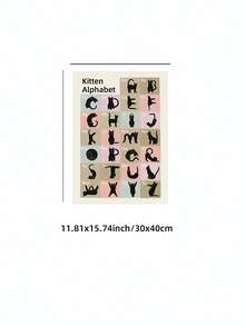 1 pièce Art mural sans cadre Alphabet chat coloré ABC animal - Décoration de salle de jeu d'apprentissage précoce, affiche éducative pour la nurserie, la chambre, le dortoir, la décoration de chambre, la décoration de chambre, les impressions murales, la décoration vintage & le meilleur choix de cadeau - Cartoon - Voir 13
