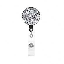 1pc Colorful Rhinestone Retractable ID Badge Reel, Adjustable Length, Hard Shell ID Card Holder Keychain Suitable For Metro Card, ID Card, Work Badge, Student ID, Exhibition Badge, Event Pass - Clay With Diamonds - View 36