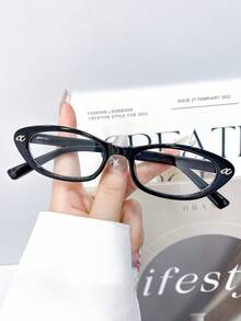 New Fashion Versatile Women's Beige Studded Small Frame Cat Eye Non ...