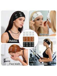 1PC Faixa de Cabeça Punk Fashion Gótica, Acessório de Cabelo Feminino Macio Antiderrapante Elástico Vazado, Faixa de Cabeça para Praia, Férias, Yoga e Desporto - Borgonha - Ver 6