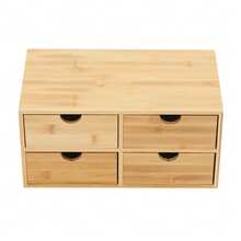 WUPYI Schreibtisch-Organizer mit 4 Schubladen, Schreibtisch-Organizer mit Curved Groove Griffe für Wohnzimmern, Schlafzimmern, Studienräumen, Büros - Holz - Übersicht 12