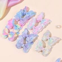 10pcs Butterfly Shaped Girls Hair Clips, Random Gradient Glitter Crocodile Clips, Sparkling Butterfly Hair Clips, Colorful Spring Summer Hair Clips, Fairy Style Bow Hair Clips, Exquisite Cute Hair Clips, Rainbow Gradient Butterfly Headwear, Hair Accessories - Multicolor - View 3
